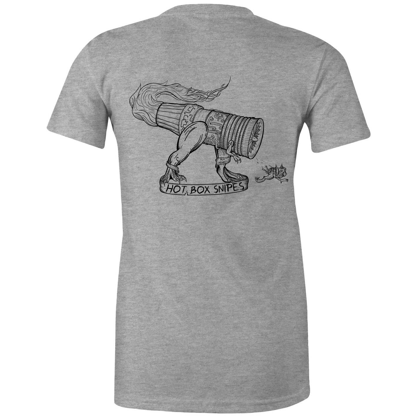 RumMonkey-American-traditional-tattoo Grey Marle / Extra Small GTus-Rex Hot Box Snipes - Women’s Grey Shirt