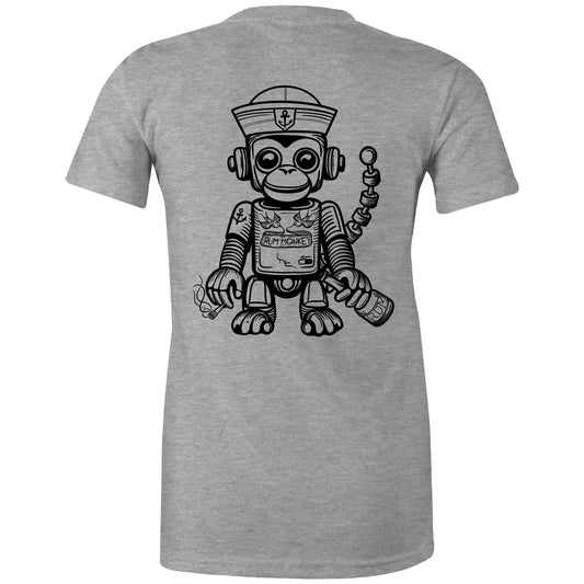 RumMonkey-American-traditional-tattoo Grey Marle / Extra Small Rum Monkey Bot - Women’s grey undershirt