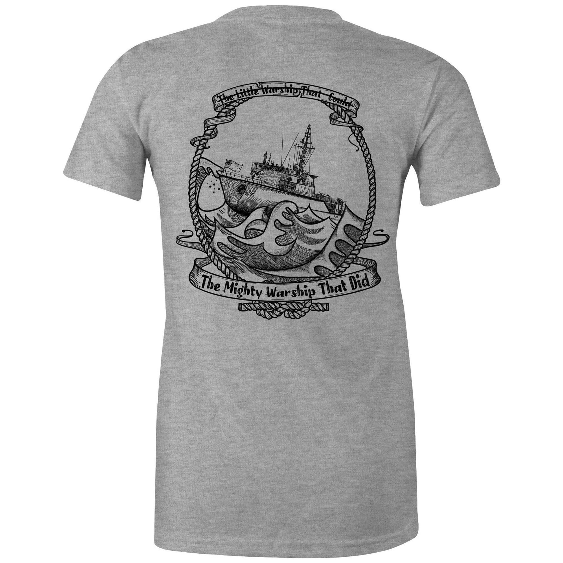 RumMonkey-American-traditional-tattoo Grey Marle / Extra Small The Little Warship That Could - HMAS Huon - Women's Shirt (B&W)