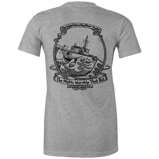 RumMonkey-American-traditional-tattoo Grey Marle / Extra Small The Little Warship That Could - HMAS Huon - Women's Shirt (B&W)