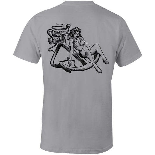 RumMonkey-American-traditional-tattoo Grey Marle / Small Anchors Away - Men’s grey shirt