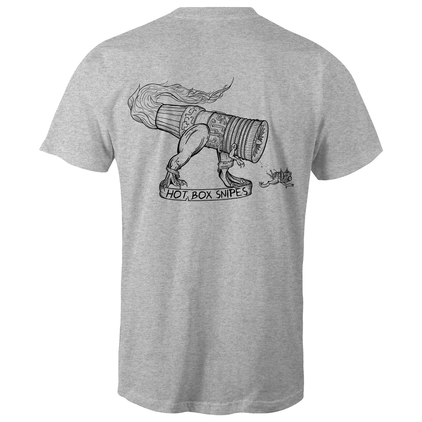 RumMonkey-American-traditional-tattoo Grey Marle / Small GTus-Rex Hot Box Snipes - Men’s Grey shirt