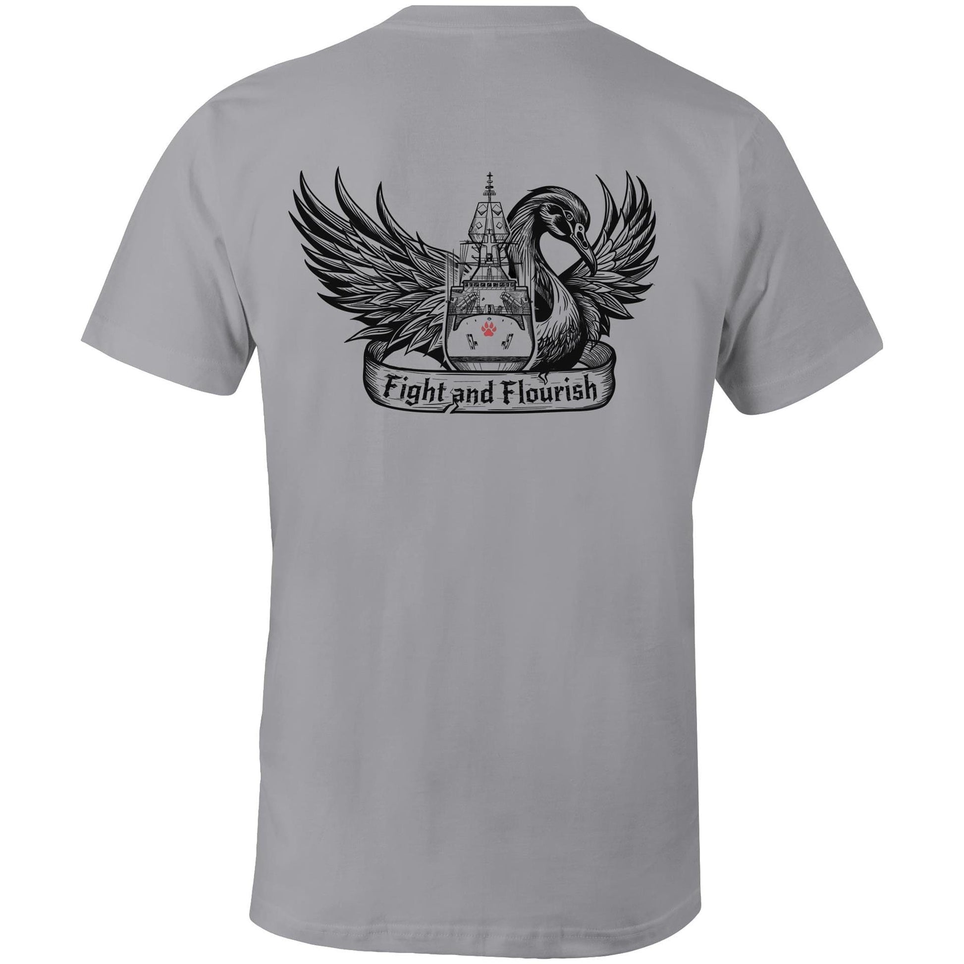 RumMonkey-American-traditional-tattoo Grey Marle / Small HMAS Perth - Men's T-Shirt