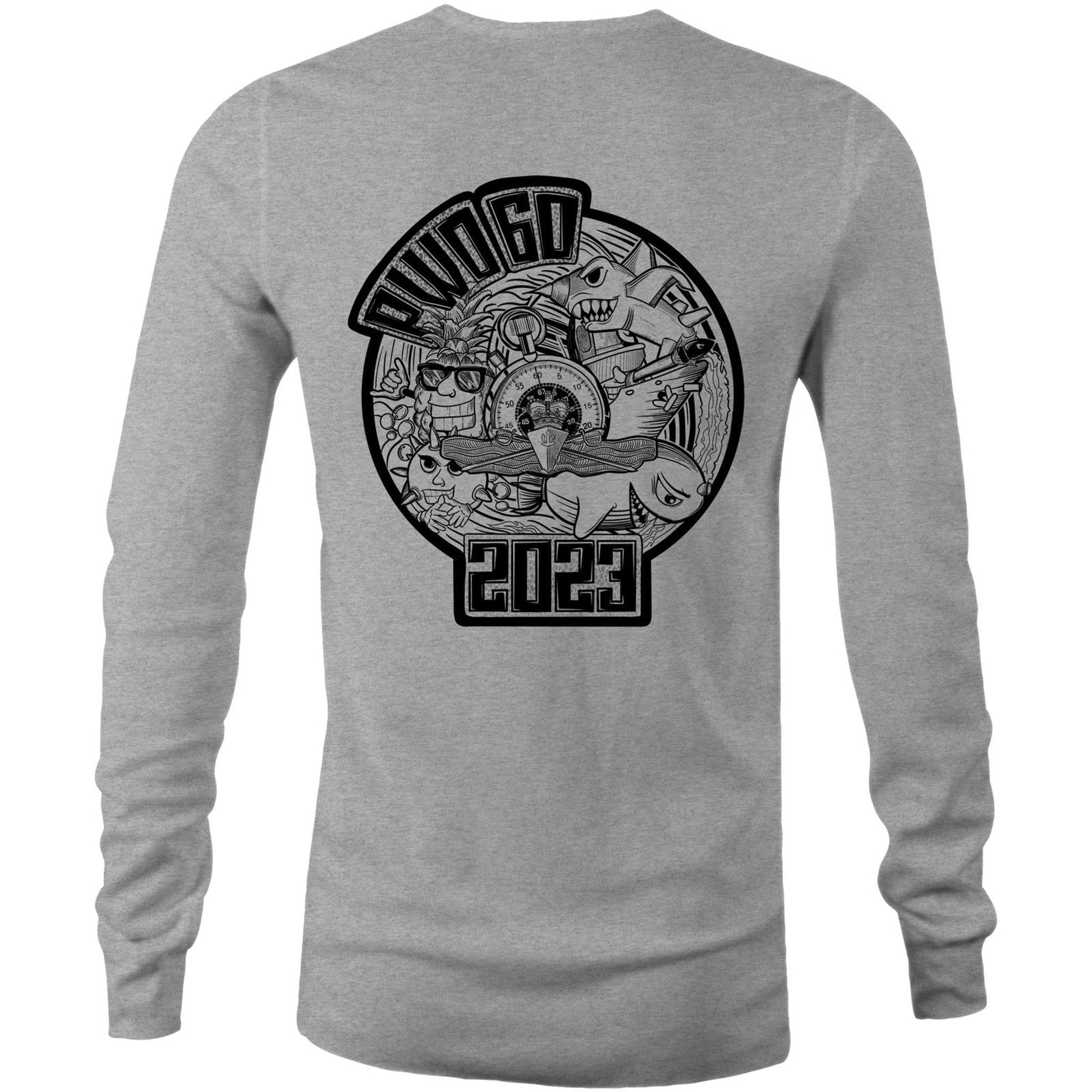 RumMonkey-American-traditional-tattoo Grey Marle / Small PWO 60 - Long sleeve course shirt, black and white