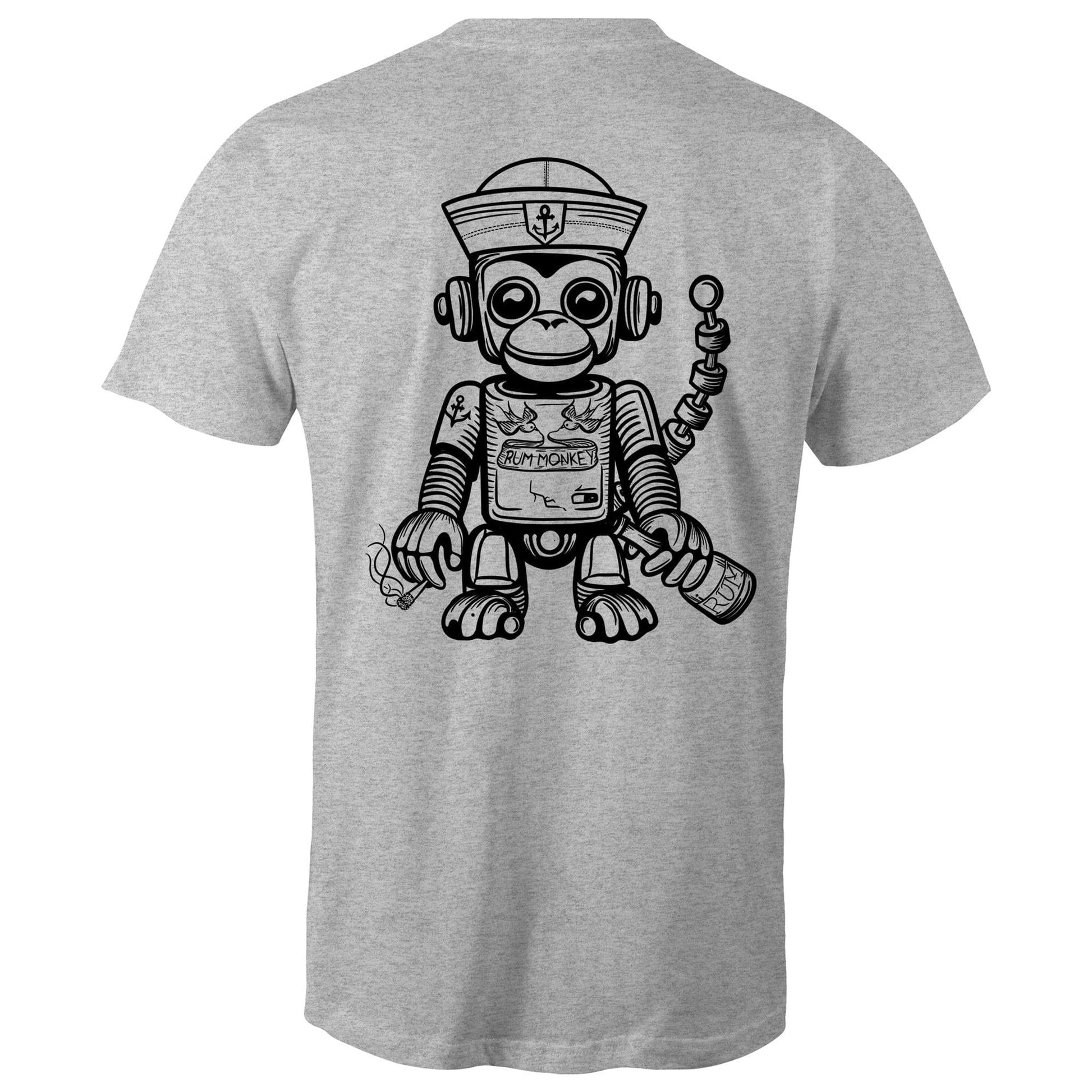 RumMonkey-American-traditional-tattoo Grey Marle / Small Rum Monkey Bot - Men’s grey undershirt