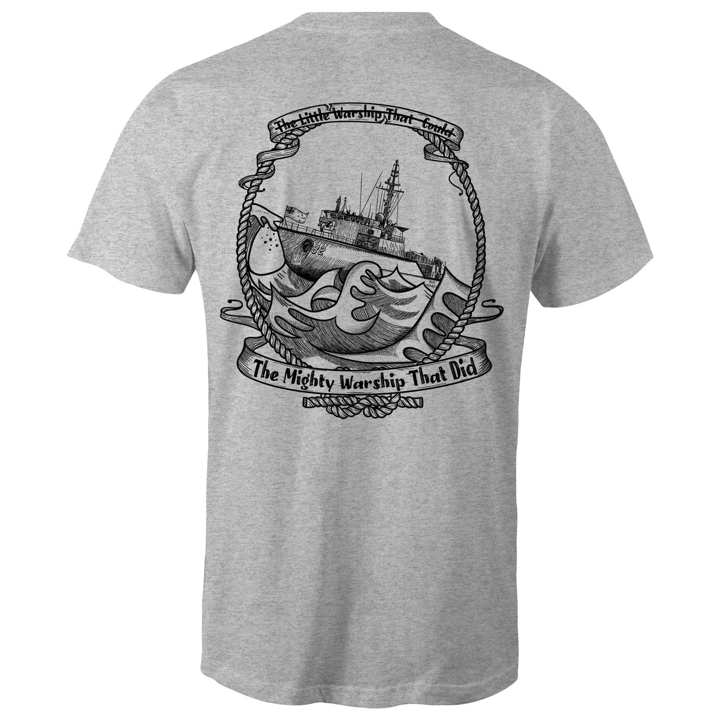 RumMonkey-American-traditional-tattoo Grey Marle / Small The Little Warship That Could - HMAS Huon - Men's Shirt (B&W)