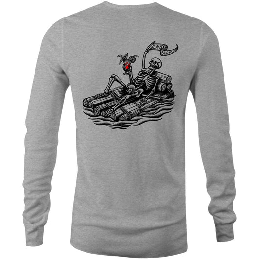 RumMonkey-American-traditional-tattoo #LandSucks - Long Sleeve Grey Undershirt