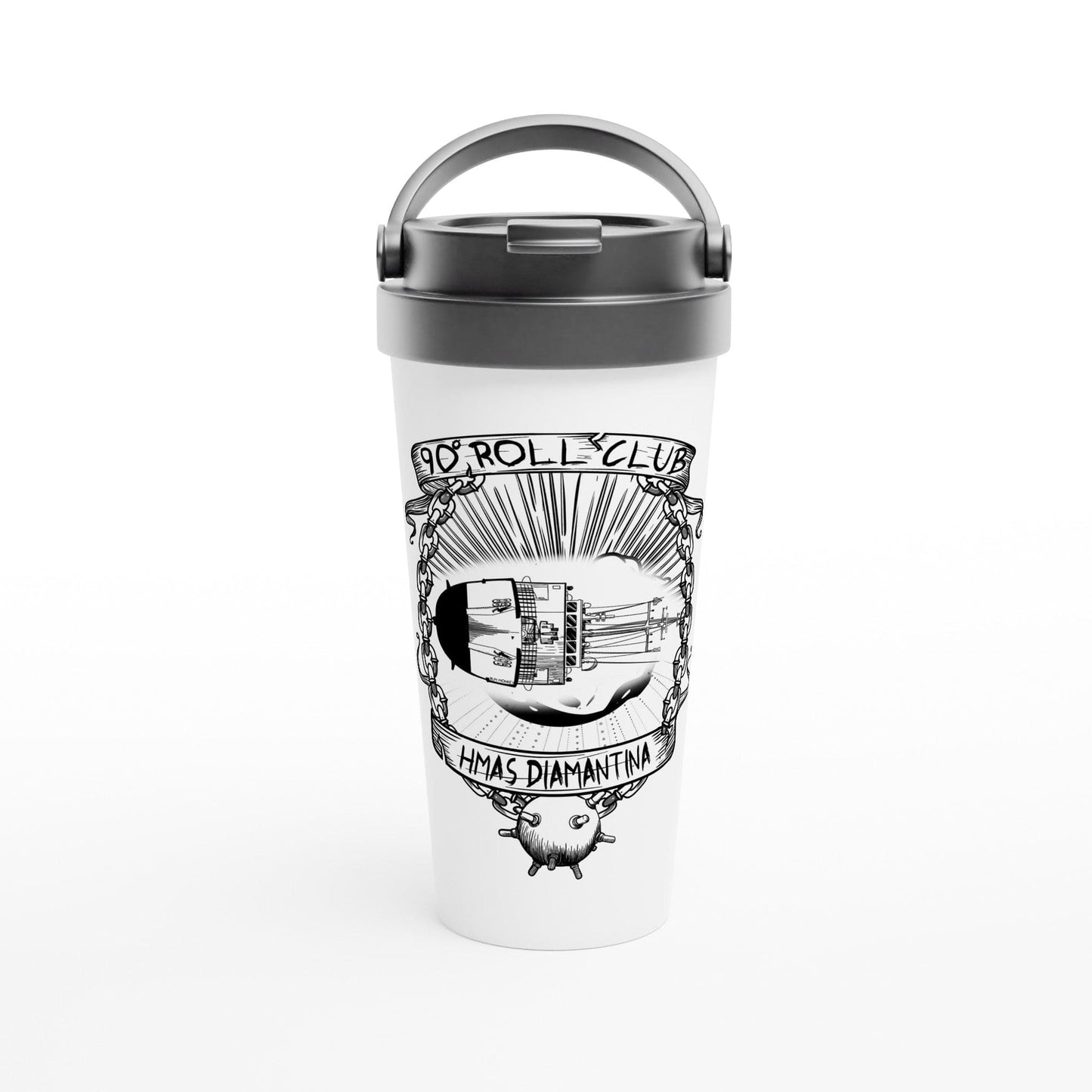 RumMonkey-American-traditional-tattoo Print Material Stainless Steel Watchkeepers Mug