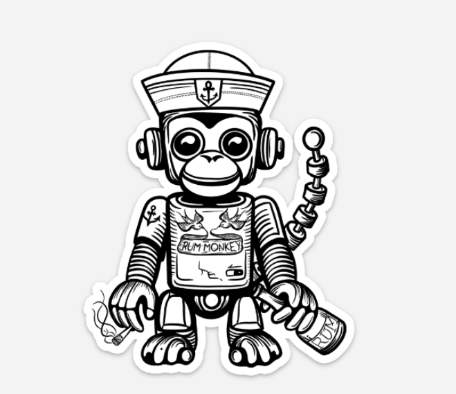 RumMonkey-American-traditional-tattoo Rum Monkey Bot - Sticker