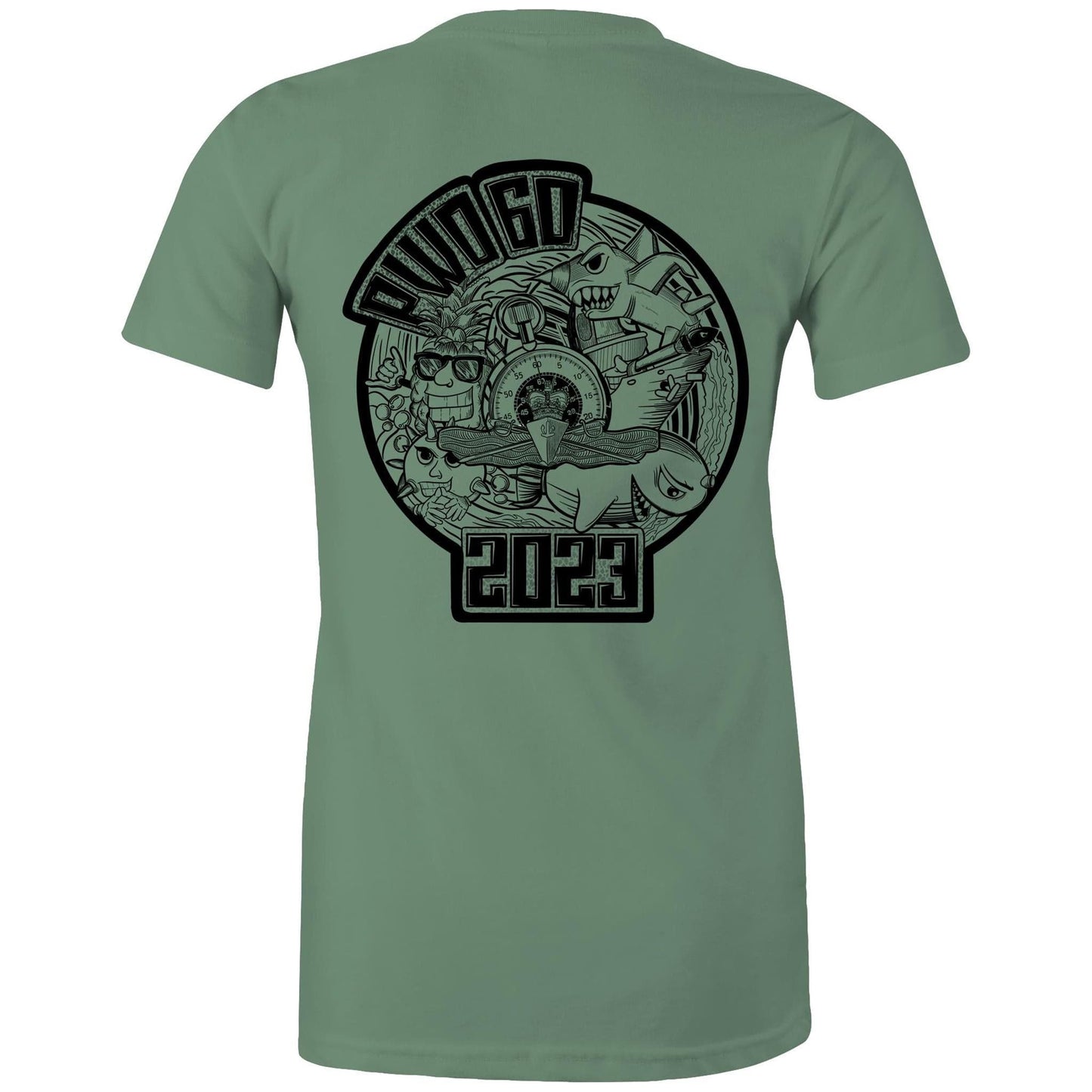 RumMonkey-American-traditional-tattoo Sage / Extra Small PWO 60 - Womens Black and White course shirt