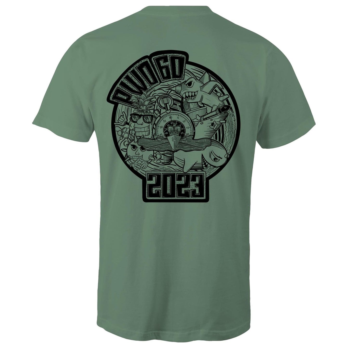 RumMonkey-American-traditional-tattoo Sage / Small PWO 60 - Black and white course shirt